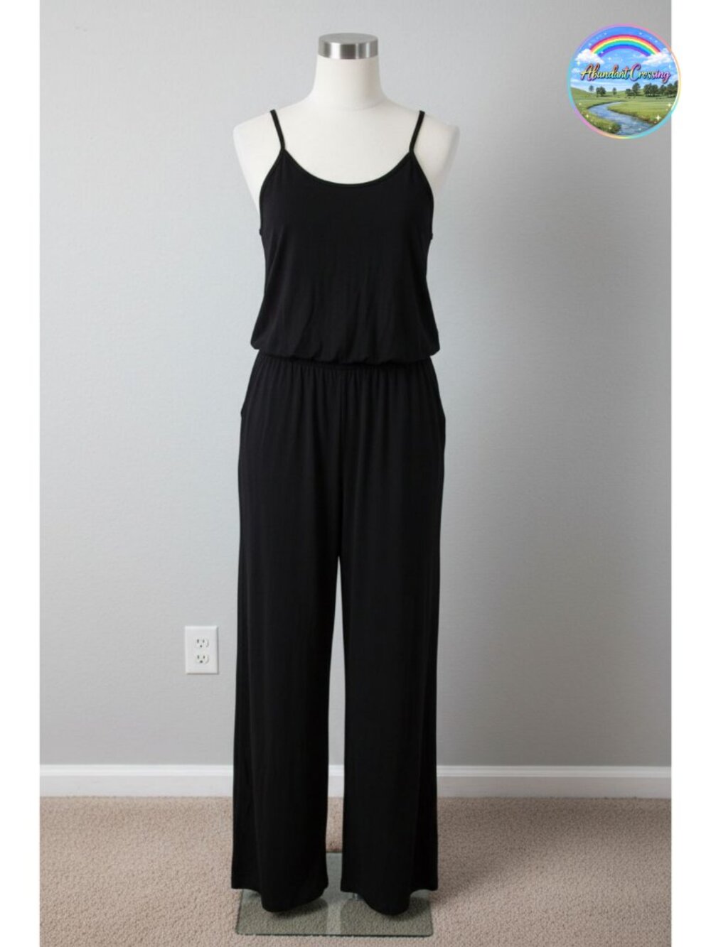 Women's Summer Sleeveless Wide Leg Jumpsuit with Pockets